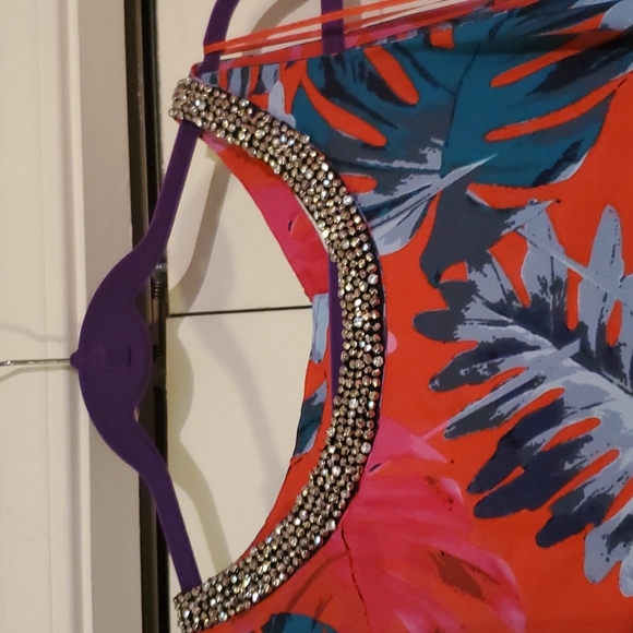 Jennifer Lopez Tropical Print Sleeveless Tank -1x - Picture 2 of 12